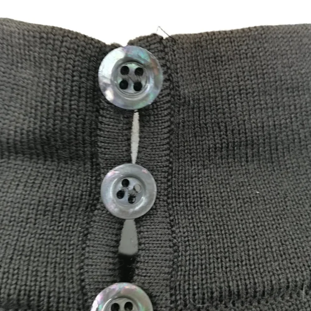 Escada Wool Mock Neck Sweater Size 34 US 8 Brown Long Sleeve Classic Buttons
